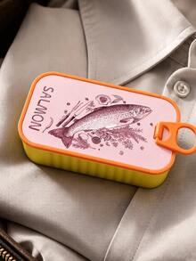 Portable Salmon Pattern Travel Jewelry Box With Fish-Shaped Compartments, Compact Anti-Tangle Earring And Necklace Storage Box, Exquisite Small Jewelry Organizer For Travel And Daily Use, Gift For Female Friends - Multicolor - View 2