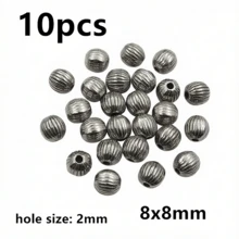 10pcs Stainless Steel Geometric Spcer Bead Charms DIY Jewelry Making Accessories For Necklace Bracelet Crafts Findings - Spacer Beads - View 12