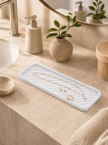 Available In 2 Colors, Bathroom Tray Soft Draining Mat, Soft Drainage Tray, Flexible Material, Non-Slip And Durable, With Hanging Holes - Multicolor - View 4