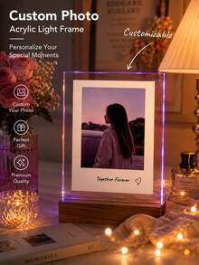 Custom Acrylic Photo Frame, Suitable For Anniversary, Birthday, Christmas, Vertical Rectangular Desktop Photo Frame, Vertical Display, Modern Minimalist Style, Office Desk Decoration, Multi-Purpose Photo Display, 2D Flat - Multicolor - View 6