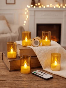 6/12/24pcs Small LED Flameless Tea Lights, Timer Flameless Tea Candles, LED Tea Lights, Flickering Electronic Tea Candles, Battery Operated Candles With Remote Control Timer, Suitable For Home, Wedding Centerpiece Decoration, Christmas, Table Setting And More. - Gold - View 7