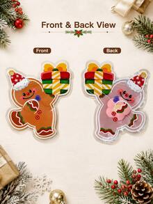 10pcs Gingerbread Man Shaped Gift Bags, Reusable Christmas Holiday Goodie Bags, Cute Creative Candy & Snack Storage Bags, Suitable For Holiday Party Favors, Christmas Gift Packaging & Storage - Multicolor - View 2