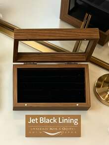 1pc Walnut Wood Ring Storage Box With A Transparent Top Cover, Rust-Proof Velvet Lining Inside, Jewelry Storage Box, An Elegant Jewelry Case For Displaying Rings And Accessories, Suitable For Home And Travel Use - Multicolor - View 4
