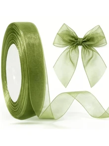 Lightweight Semi‑Sheer Organza Ribbon, Elegant Wrapping Trim Ribbon, Practical DIY Supply For Wedding Party, Flower Bouquet And Gift Box Decoration - Multicolor - View 10
