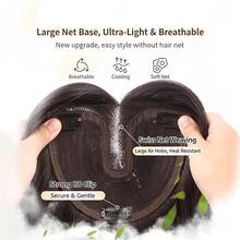 Wig Penutup Rambut Belahan Tengah Tenun Tangan Area Luas untuk Wanita, Penutup Rambut Mahkota Tinggi Tipis Ringan Tanpa Sambungan dengan Klip, Aksesori Rambut - Coffee Brown - View 5