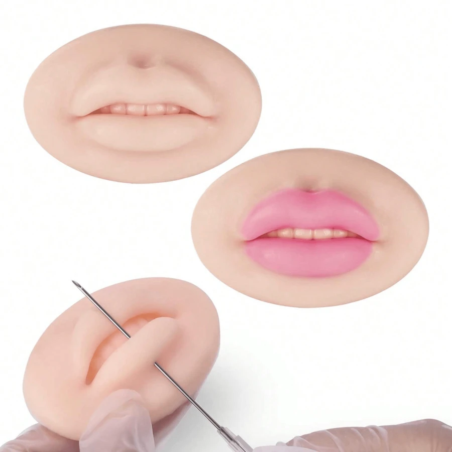 1pc 3D Realistic Silicone Lip Tattoo Practice Skin, Reusable - Multicolor - View 1