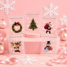 50/100 Pieces, Christmas Self-Adhesive Bags With Reindeer, Snowman, Santa Claus, And Christmas Tree Printed Patterns, Small Transparent Gift Bags, Perfect For Christmas Decorations, Winter Party Packaging, And New Year Gift Bags - View 1