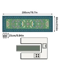 1PC Vintage Symmetrical Insect Pattern Peacock Green Long Runner Rug, Bohemian Style Faux Cashmere Rectangular Butterfly Moth Dragonfly Design Machine Washable Long Floor Mat, Suitable For Living Room Hallway Entryway Home Decor - Multicolor - View 12