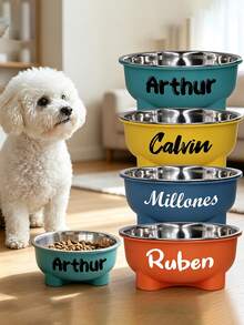 Custom Stainless Steel Pet Bowl, Personalized Detachable Universal Dog & Cat Food Bowl, Easy To Clean Design, Non-Slip Durable Feeding Bowl, Suitable For Small & Medium Dogs & Cats Pet Supplies Food & Water Bowl, Indoor & Outdoor Use - Multicolor - View 5