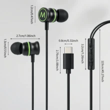 YUAOVCQ Wired In-Ear Headphones, Large Dynamic Driver Unit HiFi Sound Quality, High-Definition Call Microphone, 3.5mm Or Type-C Interface, Comfortable Fit, 1.2m Wired Earphones, Suitable For Smartphones, Computers, Game Consoles - View 9