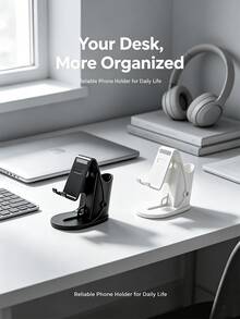 2-In-1 Pen Holder & Phone Stand, Multifunctional Desktop Organizer For Office And Students, Portable Foldable Adjustable Phone Stand, Universal Tablet Holder Compatible With All Smartphones And Tablets, Multi-Angle Foldable Desktop Bracket, Compact Pocket-Sized Mobile Stand For Home, Office, And Travel - Multicolor - View 4