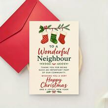 1/3 Sets Greeting Card With Envelope Christmas Happy Card, Sent To You, Thank You For Being A Wonderful Neighbor In The Holiday Season, Thank You Gift For Friends And Community Members, New Year Blessing Flat Card - A - View 3