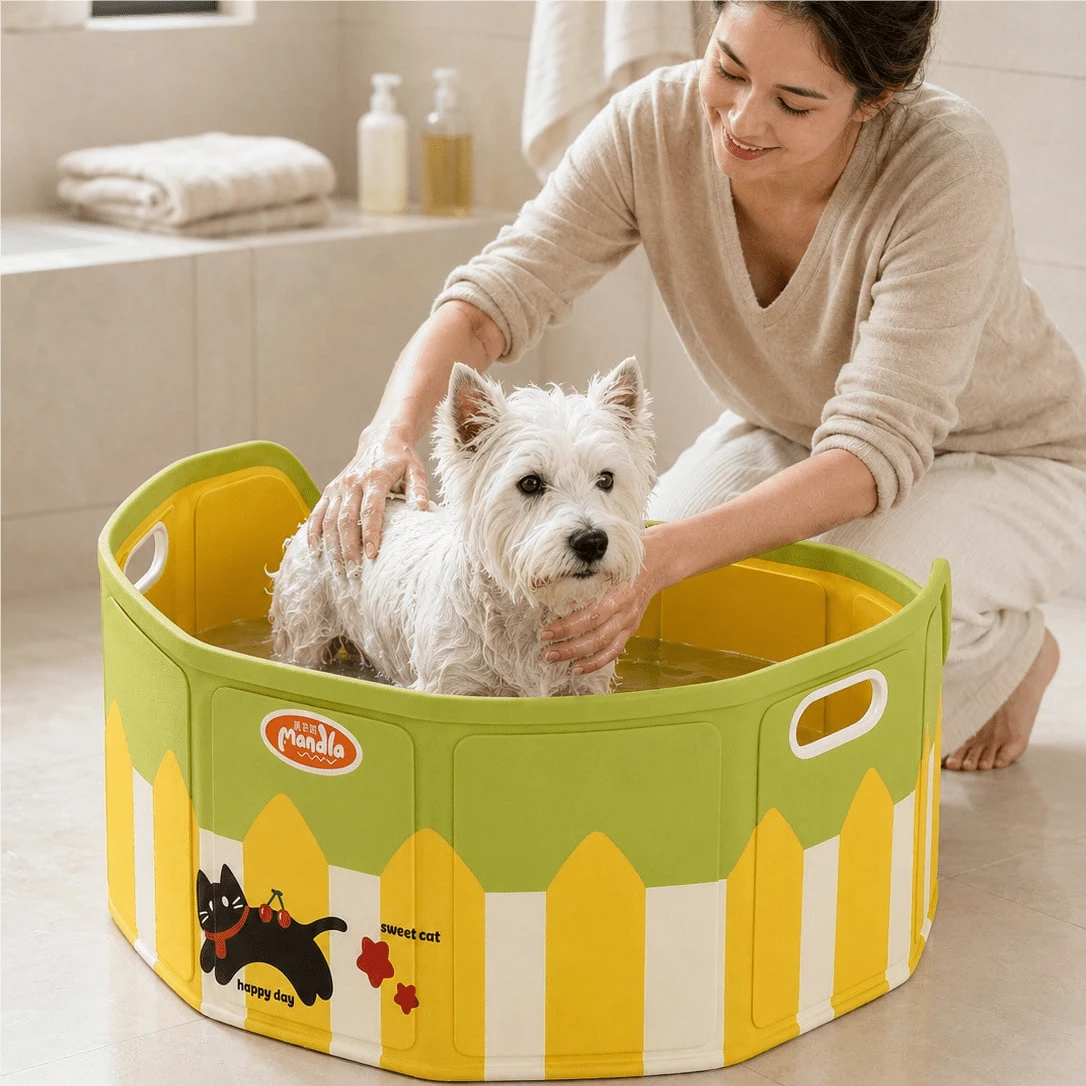 1pc Foldable Pet Bath Tub, Portable Dog Bathtub, Space-Saving Easy Storage, Dual Side Handles For Easy Movement, Suitable For Dogs, Puppies, Cats And Other Pets Daily Bathing, Cleaning, Grooming, Soaking And Water Play, Indoor Bathroom, Shower, Balcony, Yard, Travel, Camping And RV Multi-Scenario Use, Unfold To Use, Foldable For Storage After Use, Suitable For Small Households