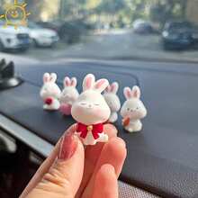 Cute Resin Bunny Figurine, Kawaii Rabbit Ornament With Bow Strawberry Heart Gift Box Carrot, Desktop Table Decor, Home Office Decoration, Photography Prop, Holiday Gift - Multiple Styles - View 6