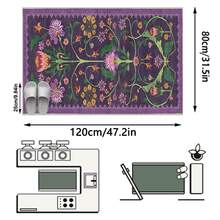 1PC Vintage Botanical Bird Totem Deep Purple Long Runner Rug, Bohemian Style Faux Cashmere Rectangular Symmetrical Floral Vine Washable Runner Mat, Suitable For Living Room, Hallway, Entryway Home Decor - Multicolor - View 16