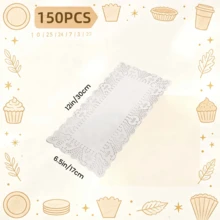 150PCS White Disposable Lace Paper Doilies, Assorted Size Rectangle Placemats, Elegant Decorative Paper Pads For Tables, Cakes, Desserts, Coffee, Crafts, Wedding Tableware And Food Packaging - White - View 17
