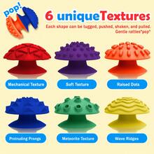6PCS,Silicone Suction Cup Sensory Stone Fidget Toy, Palm Press Massage Stress Relief Desk Toy, Mini Hook & Cell Phone Stand, Portable Handheld Sensory Toy, 6 Color Options - Multicolor - View 3