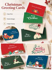 6pcs Merry Christmas Greeting Cards, Exquisite Holiday Party Supplies Holiday Invitation Cards, Included Envelopes And Stickers - Multicolor - View 10