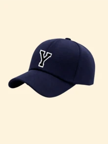 1pc Men's Soft Top Baseball Cap, Printed With A-Z 26 Letters, Adjustable Hip-Hop Street Style Sun Hat, Breathable Versatile Back-To-School Headwear - Navy Blue - View 32