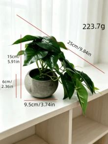 1pc Artificial Potted Plant For Home Decor, Valentine Day, Gift Gifts Birthday Graduation - Green - View 6