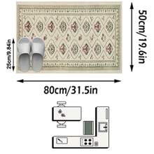 1PC Vintage Floral Diamond Pattern Cream White Long Runner Rug, French Classical Style Faux Cashmere Rectangular Symmetrical Bouquet Vine Border Machine Washable Long Mat, Suitable For Living Room, Hallway, Entryway Home Decor - Multicolor - View 14