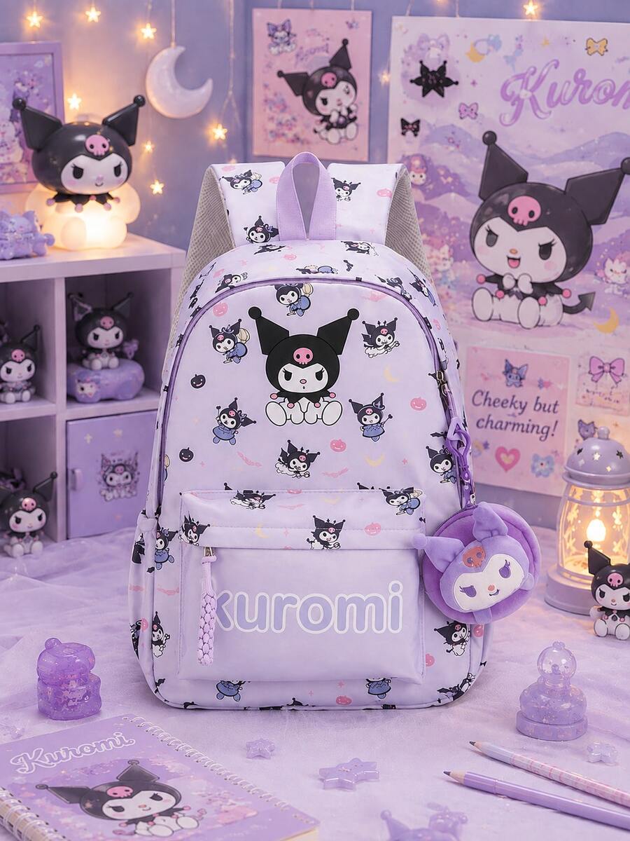 Sanrio Backpack, Cute Fashion Student School Bag, Women's Colorblock Large Capacity Foldable Outdoor Daily Backpack - Multicolor - View 1