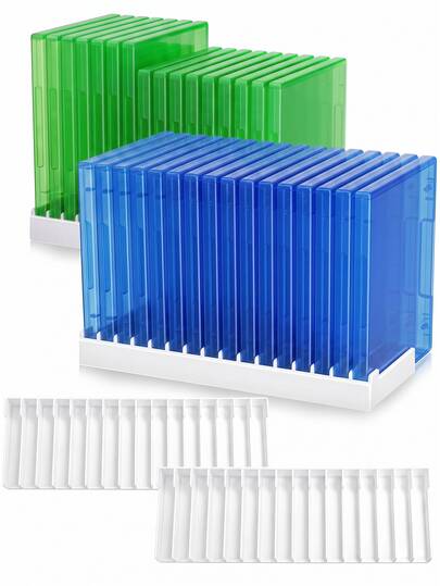 16-Slot Per Rack Video Game Case Storage Organizer, High-Strength ABS Game Disc Rack With Non-Slip Silicone Base, Vertical Desktop Holder For P2/P3/P4/P5, XB Series X|S/One, NS/NS2, Blu-Ray & DVD, Gaming Room Collector Display
