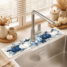 1pc Thanksgiving Sink Faucet Absorbent Mat, Multicolor Pumpkin Pattern, Drainage Mat, Suitable For Kitchen, Bathroom Sink, Countertop, Drainage Mat, Diatomaceous Earth Material, Trimmable, Quick-Drying Mat - Multicolor - View 2