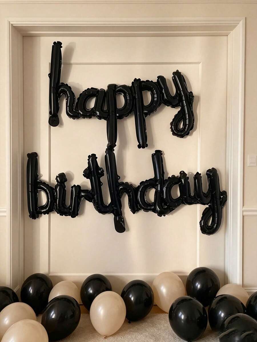 1 Set Happy Celebration Balloon Banner Kit - Foil Lowercase Letter Balloons, Suitable For Party, New Year, Valentine's Day, Christmas Decoration - Includes Multiple Holiday Components - View 1