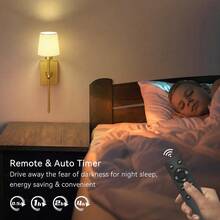 1/2pcs Gold Fabric Rechargeable Wall Lamp (Includes Bulb), Wireless Detachable Battery, Remote Control Touch Dimming, 3000K-6000K Color Temperature Adjustable, Timer Memory Function, Suitable For Bedroom, Wall Decor, Picture Frame Lighting, Home Decoration - Gold - View 8