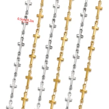 1m Fashion Cross Pendant Bead Chain For DIY Necklace Bracelet Making Accessories Gold DIY Chain Material - DIY Chain - View 3