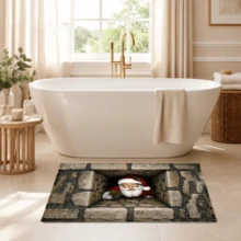 1pc, Santa Claus Pattern Printed Faux Cashmere Kitchen Mat, Christmas, Can Be Used As Christmas Gift, Christmas Decoration, Absorbent Kitchen Floor Mat, Kitchen Carpet, Long Runner Mat, Sink Front Mat, Suitable For Kitchen, Bathroom, Entryway, Hallway, Laundry Room And Home Decor - Multicolor - View 10