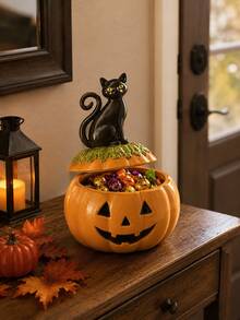 1 hũ đựng kẹo Halloween hình mèo đen và bí ngô, hộp đựng kẹo nắp mèo phong cách Gothic dễ thương, hộp trưng bày kẹo Trick or Treat Halloween sáng tạo, phù hợp đóng gói kẹo, trang trí bàn tiệc Halloween, trang trí nhà mùa thu, quà tặng chủ đề nhà ma ám - Nhiều màu - Xem 6