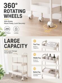 2/3/4/5layer Swivel Wheel Mobile Storage Carbon Steel/Plastic Trolley,Multi-Functional Storage,Easy To Assemble,Suitable For Home And Commercial Use,Applicable To Storage And Organization In Kitchens, Bathrooms,Bedrooms,Offices,Warehouses And Garages - White - View 5