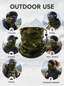 Outdoor Camouflage Fleece Neck Warmer, Soft Fabric, Adjustable Drawstring Detail, Warm Face Mask, Camouflage Pattern, Multiple Colors Available, Suitable For Hiking, Camping, Skiing, Snow Travel, Autumn/Winter Outdoor Activities, Holiday Gear - Multicolor - View 4