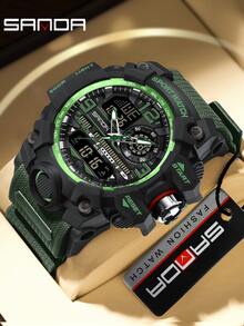 SANDA 3133 Men's Digital Analog Sports Watch 50M Waterproof Multifunction Chronograph Alarm Luminous Silicone Strap Outdoor Watch - One Size - View 19