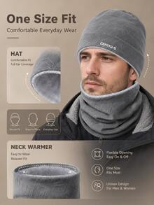 Winter Casual Hat & Scarf Set, Geometric Pattern Matching Neck Warmer, Soft Lining 2 Pieces Headwear, Ear-Protective Design, Unisex Warm Outdoor Accessories, Suitable For Daily Commute, Hiking, Cycling, Travel Winter Wear - Multicolor - View 6