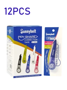 Sunnybelt 5pcs/12pcs Pen-Style Correction Tape, Portable Design With Flip Cap Protection; Available In 5 Solid Colors, Essential For Students - Plain Colour - View 8