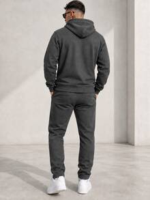 Men Hoodie Co-Ords - Dark Grey - View 2