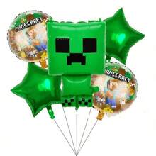 Minecraft Foil Balloons Decorations Party Minecraft Steve Pixel Balloon Set - Multicolor - View 13