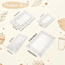 150PCS White Disposable Lace Paper Doilies, Assorted Size Rectangle Placemats, Elegant Decorative Paper Pads For Tables, Cakes, Desserts, Coffee, Crafts, Wedding Tableware And Food Packaging - White - View 6