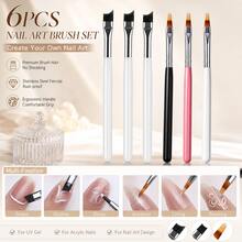 1/2/3pcs French Tip Nail Art Brush Set, Angled Crescent Flat, Half Moon Shaped Precision Painting Tools For French Manicure, Gel Polish Gradient Outline Detail Work, Striping Drawing Pens For Thin Lines And Fine Details,Fall,Nail Supplies,Halloween - Multicolor - View 7