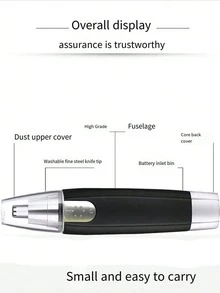1pc Electric Nose Hair Trimmer, Portable Nose Hair Trimmer For Men And Women - Black - View 7