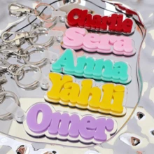 Custom Acrylic Name Tag Keychain, Suitable For Backpacks, Diaper Bags, Lunch Boxes, Gifts For Women, Families And Girls, Laser-Cut - Silvery - View 2