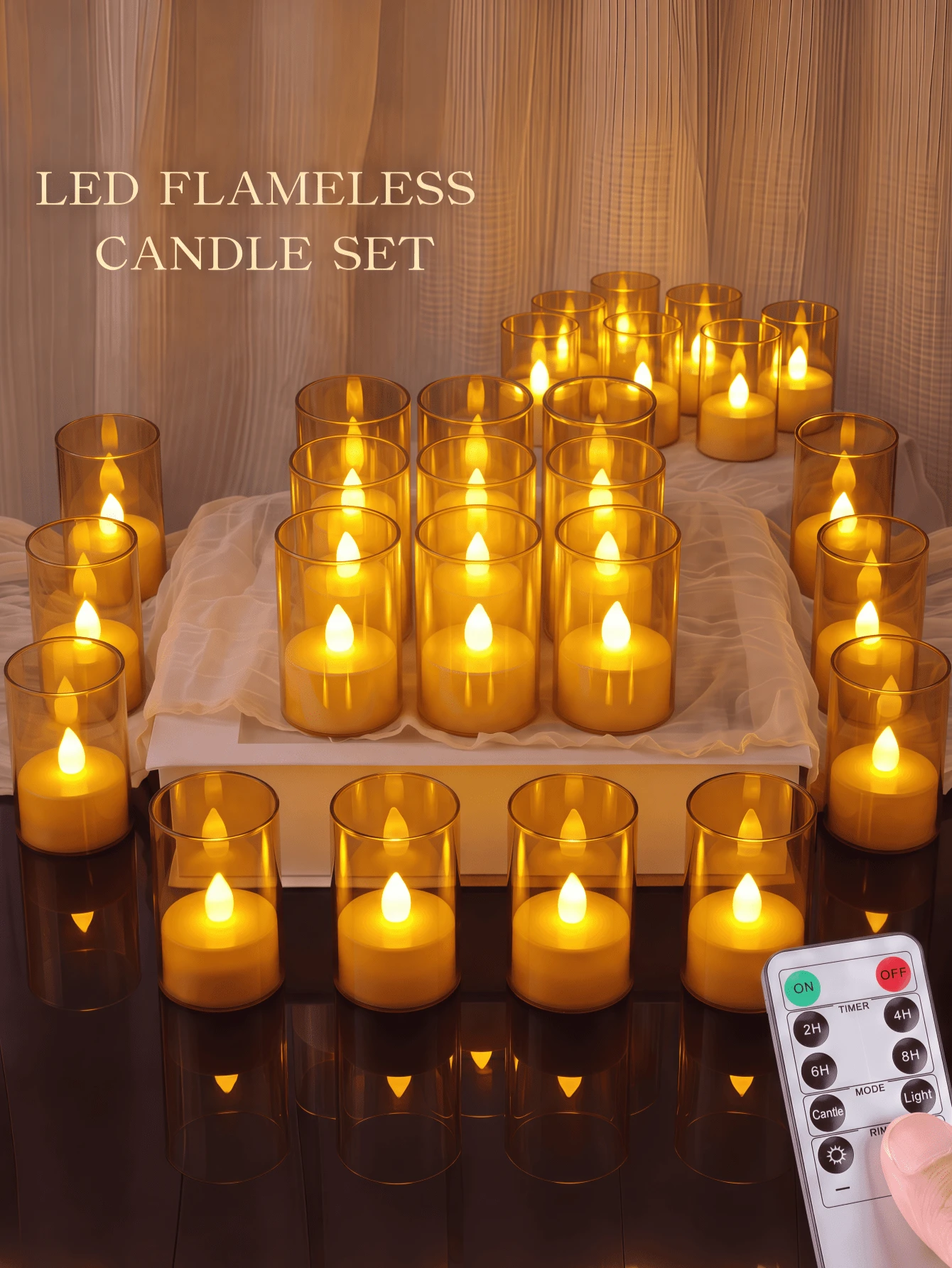 6/12/24pcs Small LED Flameless Tea Lights, Timer Flameless Tea Candles, LED Tea Lights, Flickering Electronic Tea Candles, Battery Operated Candles With Remote Control Timer, Suitable For Home, Wedding Centerpiece Decoration, Christmas, Table Setting And More.