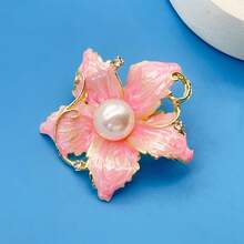 1pc Flower Brooch, Premium Exquisite Pin, Suitable For Women's Clothing Daily Wear And Gift - Pink - View 2