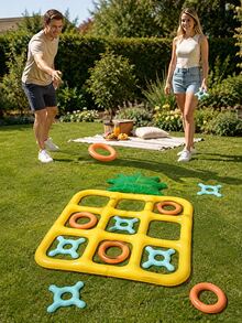 Inflatable Ring Toss Game Set, Reusable Portable Easy-To-Operate Giant Inflatable Pineapple Tic Tac Toe And Toss Game, Suitable For Beach Camping Garden Holiday Outdoor Fun Backyard Activities Party Back To School Gift, Fits Adults Teens Families 2-10 Players - Tic-tac-toe - View 3
