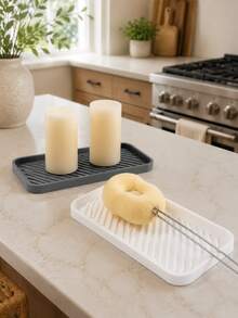 Available In 2 Colors, Bathroom Tray Soft Draining Mat, Soft Drainage Tray, Flexible Material, Non-Slip And Durable, With Hanging Holes - Multicolor - View 3