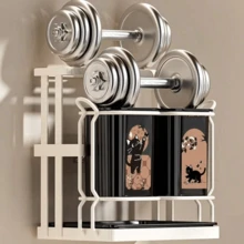 1pc Carbon Steel Kitchen Utensil And Knife Rack, With 2 Utensil Buckets, 2-In-1 Countertop And Wall-Mounted Storage Rack, Detachable Drip Tray, Cute Cat Pattern, Great Value Gift, Best Gift For Christmas, Halloween, Back To School - Multicolor - View 3