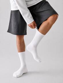 1/5/10 pares de calcetines de algodón blanco puro minimalistas para hombre, suaves y amigables con la piel, ajuste cómodo, absorción de humedad y transpirables, adecuados para uso diario, correr y deportes, calcetines de media pantorrilla, pueden ser estilo de pareja, calcetines de algodón versátiles unisex, adecuados para estudiantes en la temporada de regreso a la escuela - Blanco - Ver 6